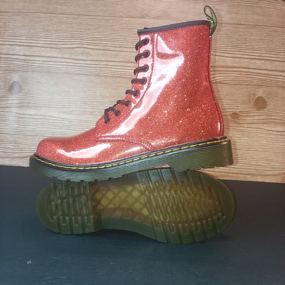 Dr. Martens Shoes Dr Doc Martens 46 Red Glitter Side Zip Boots